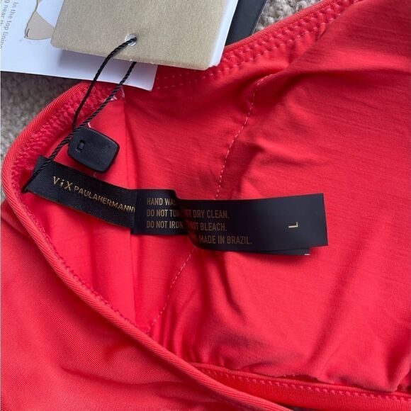 NWT VIX Paula Hermanny orange asymmetrical bikini top Size L - Picture 4 of 7